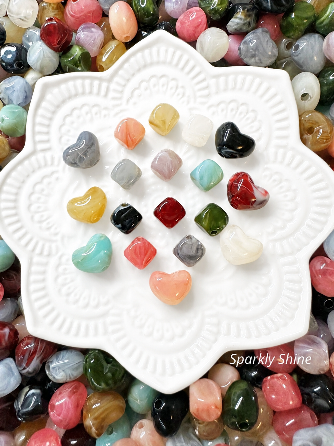 ✨BOGO✨ Résine Imitation Pierres Naturelles (8mm cube + coeur)
