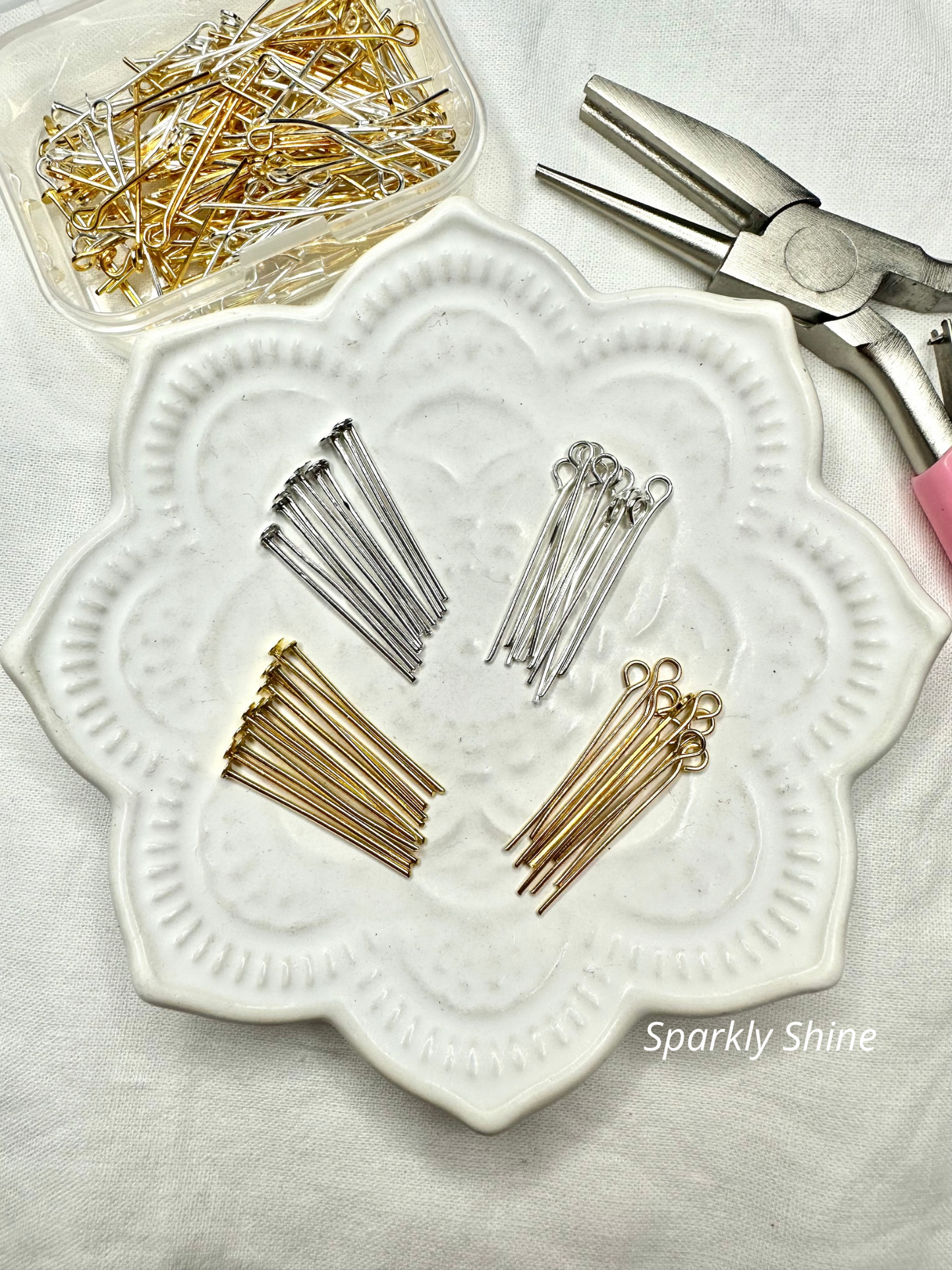 Pince pour Tiges + Une boite de Tiges Mix Argenté/Doré