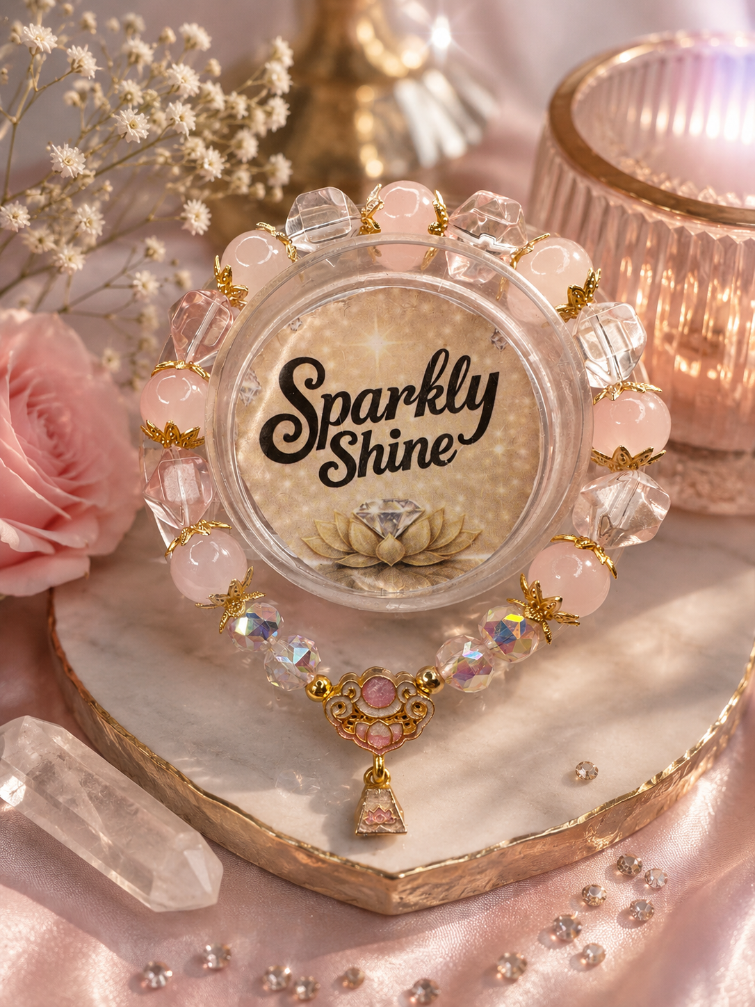 ✨BOGO✨ Éclat d'Aigue Marine et Quartz Rose (perles en verre)