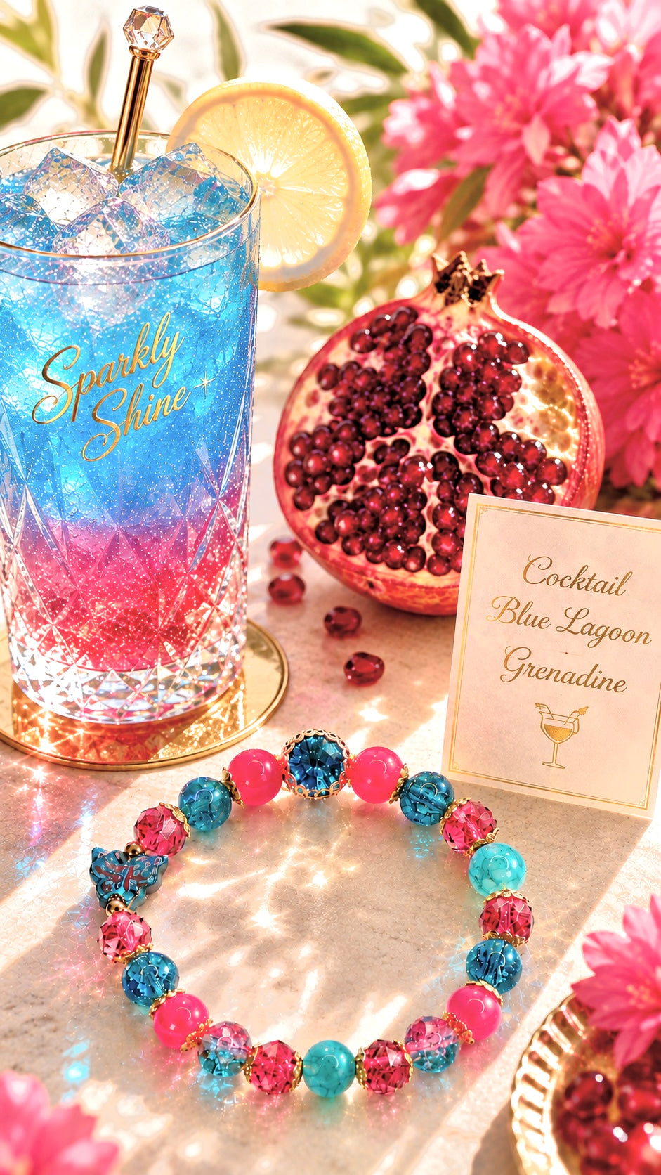 Éclat d'un Cocktail Blue Lagoon Grenadine