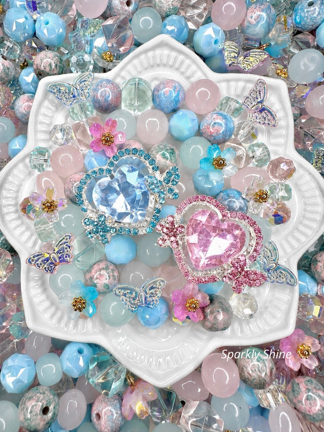 ✨BOGO✨ Éclat d'Aigue Marine et Quartz Rose (perles en verre)